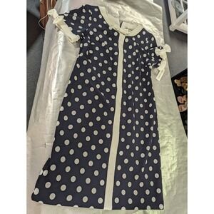 H Shelby & Palmer navy white polka dot bow accent pin up girl style 12P dress